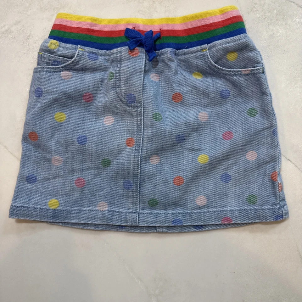 Mini Boden Girls Set 5-6Y Pink Tulle Top & Rainbow Dot Denim Skirt Outfit - Image 4 of 4