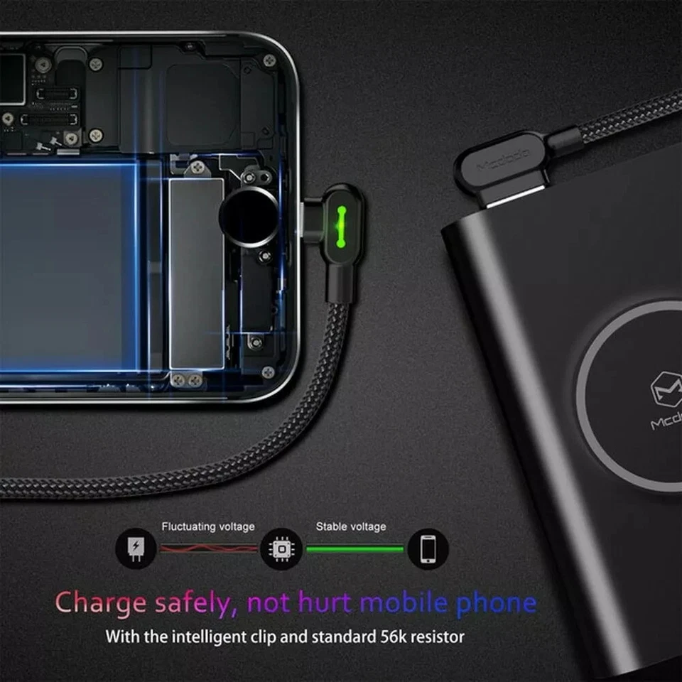 MCDODO 90 Degree Right Angle for iPhone Type C Micro Cable Fast Charge 0.5m - 3m - Image 4 of 4