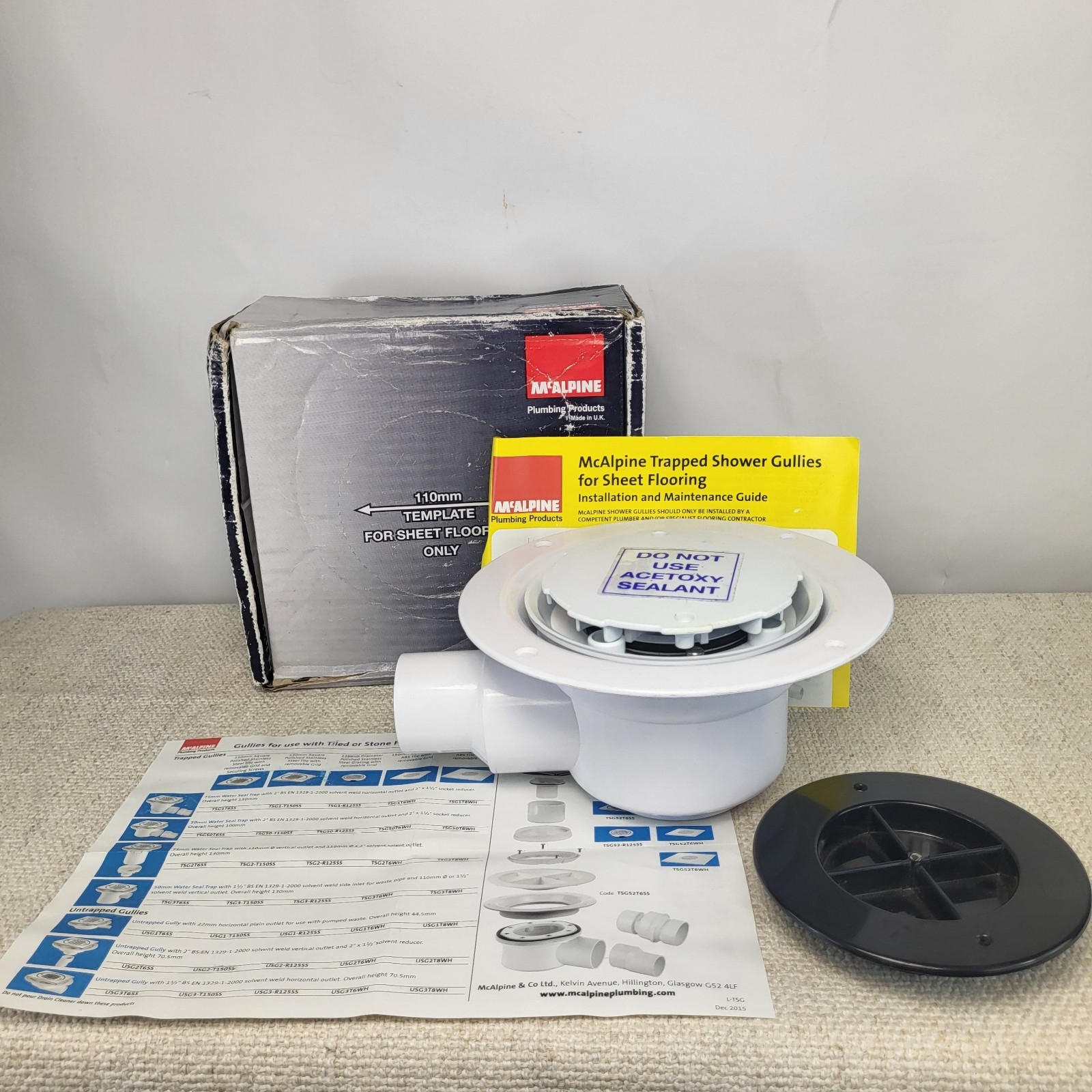 McAlpine TSG50WH Trapped Shower Gully White New - Unused For Sheet Flooring UK