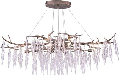 Vaxcel Lighting H0231 Rainier 6 Light 40''W Crystal Waterfall - Silver