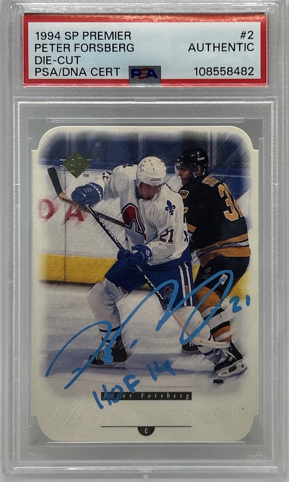 1994-95 SP Premier Peter Forsberg #2 SP Die-Cut Autographed w/ HOF Inscription