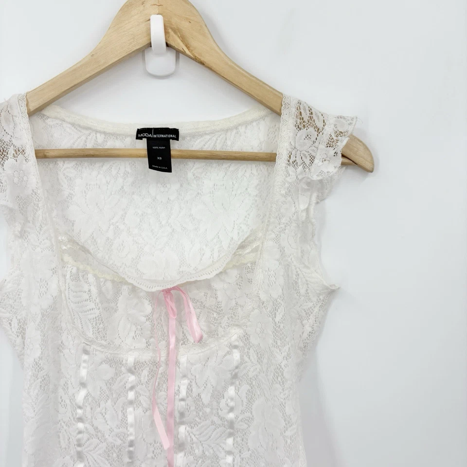 Vintage Babydoll Lechera Y2K Top XSmall Corsé con Cordones Bustier Coqueta Hada Foto 4 de 4