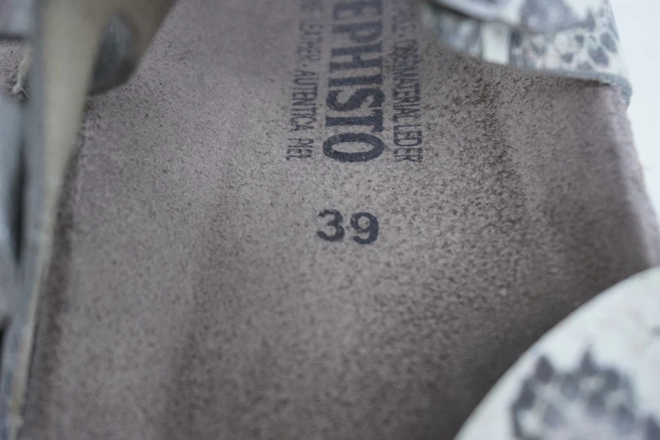 Sandalias de cuero con tiras Mephisto Helen para mujer talla EU 39 US 9 negras serpiente deslizable Foto 3 de 4