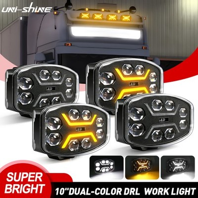 4x 10 Zoll LED Fernscheinwerfer Demmon Oval 12/24V 180W E9 Weiß / Orange LKW KFZ