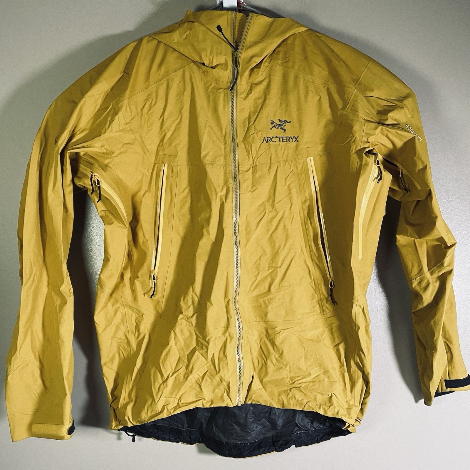 ARC'TERYX Arcteryx Beta Giacca Uomo Grande Giallo Senape Gore Tex Full Zip Difettosa