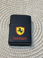Vintage Ferrari Black Flip Top Lighter Advertising Collectible