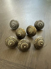 7 Vintage or Antique Large Round Metal Drawer Pulls