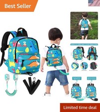 Compact Toddler Harness with Anti-Lost Wrist Link - Breathable Dino Backpack