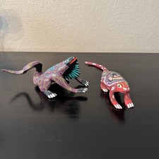 Iguana y Lagarto, Alebrije ORIGINAL Oaxaqueño Tallado Madera Artista Carrillo & Rocío