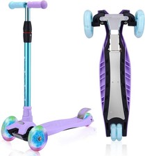 3 Wheel Kids Scooter w/ Light Up Wheels Adjustable Height Ages 3-12