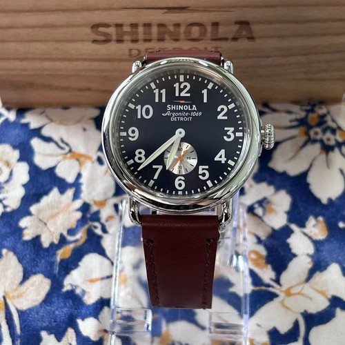 Shinola The Runwell 41mm Midnight Blue Dial Cattail Strap Men's Quartz Watch - Picture 11 of 16
