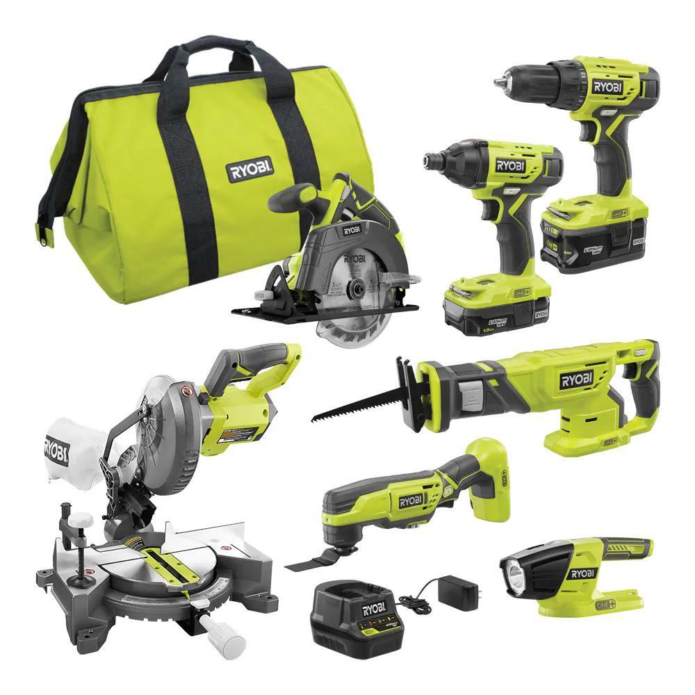 RYOBI 18V Cordless 6-Tool Combo Kit 