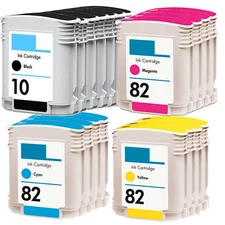 23 Pack Comp HP 10 Black & HP 82 ink cartridges for Designjet 100 500ps 800ps