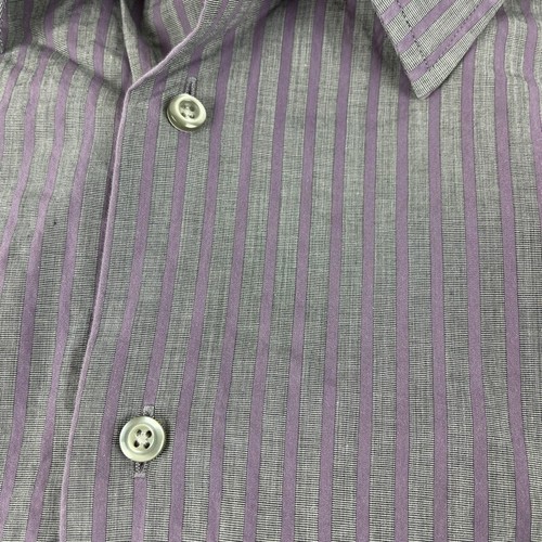 Camisa Apt.9 Para Hombres Botón Frontal Gris Púrpura Rayas Manga Larga Cuello Extendido XXL - Imagen 4 de 6