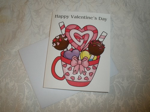 Happy Valentines Day Greeting Card GC30 Cup of Valentines Candy Handmade