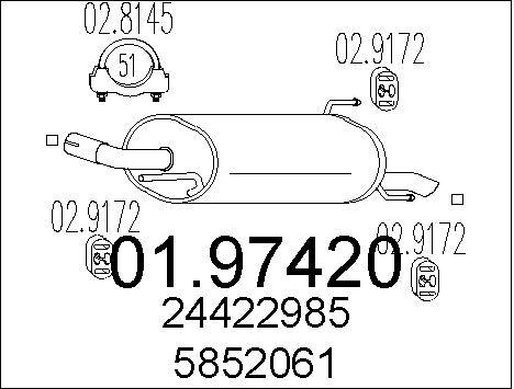 Silencieux arrière Opel Astra G pour réparer un échappement bruyant 1.2V