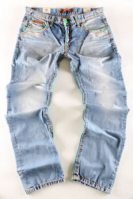 Cipo & Baxx Jeans Herren Hose hellblau wash Neon Naht Neuware C 0952 blau