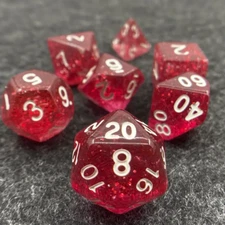 Dungeons & Dragons Dice Set Red Sparkle Glitter Polyhedral D&D DnD RPG