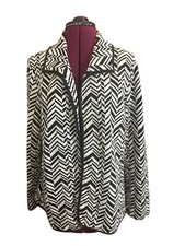 Chico's Size 3 US size 16 Open Front Jacket Black White Chevron Cardigan
