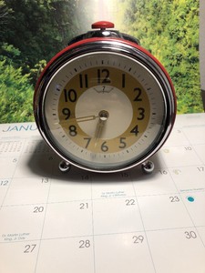 Pottery Barn Kids Retro Push Button Alarm Clock Battery Red