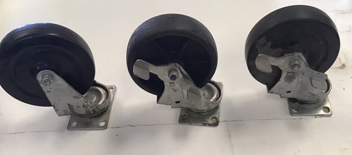 5” Swivel Casters with Brakes, Heavy Duty., Lot of Three. - Picture 2 of 4