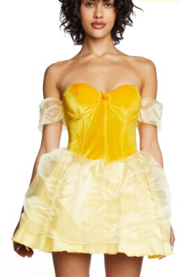 yellow corset dress belle Dolls Kill Trickz Treatz Yellow Princess Daisy Belle Dress Halloween Costume  Sm