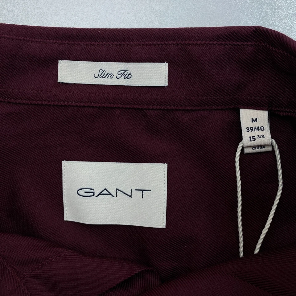 Gant Chemise Formelle Slim Fit En Twill Rouge Foncé Taille M 39/40 15,75 - Photo 4/4