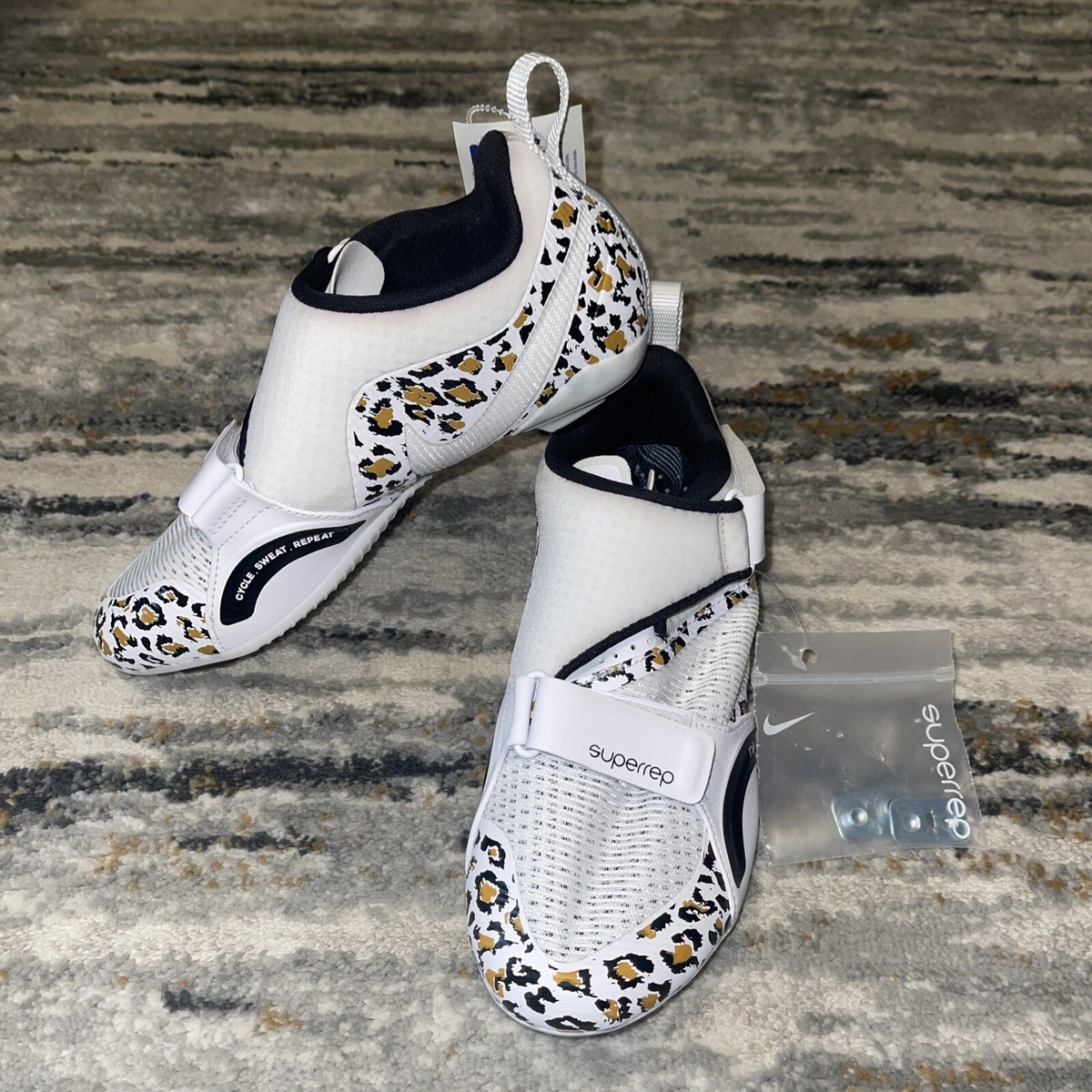 New Nike SuperRep Cycle Spin Peloton Riding Shoes Leopard 2021