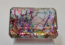 Rutilated Quartz Emerald Cut 85 Ct Natural Loose Certified Gemstone