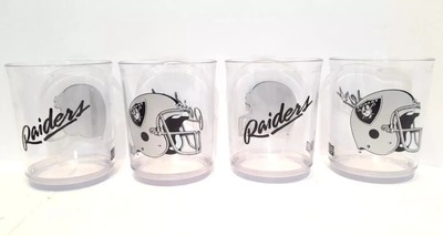 Los Angeles / Oakland Raiders Vintage 1990s Plastic Clear Cups Lot 4