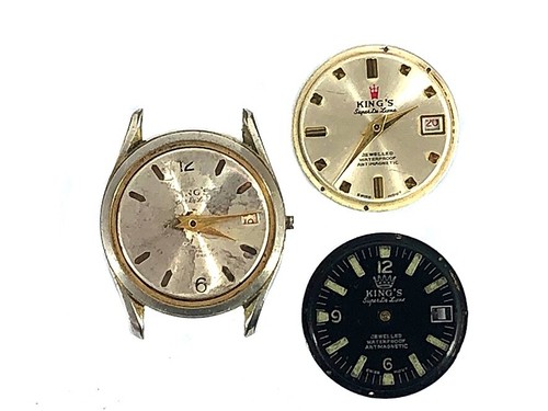VINTAGE 1960s MENS SWISS MADE KINGS SUPER DE LUXE CALENDAR WRIST WATCH GROUP
