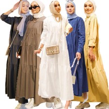 Muslim Women Long Maxi Dress Kaftan Robe Islamic Abaya Dubai Turkey Party Gown