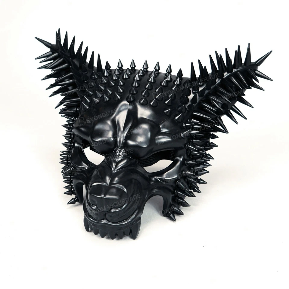 Black Wolf Steampunk Mask Spikes Animal Masquerade Costume Cosplay Party Mask - Image 4 of 4