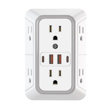 US Multi Socket Wall 6 AC Outlets 4 USB Port, 2 Type C Universal Plug Charger