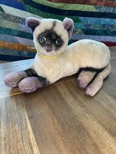 VINTAGE -DAKIN Siamese Kitty Cat Plush Tan Black Stuffed Animal Blue Eyes 1973