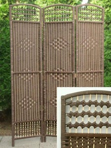 Paravent 3 Fach Raumteiler Spanische Wand Korb Weide Holz Dkl Ebay