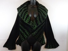 Suéter Angel By Sabri Ozel Para Mujer L Verde Negro Cárdigan Cuello Chal