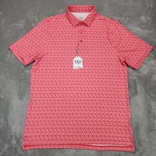 1764 Golf Shirt Mens Medium Red Gear Up Performance Polo Stretch Short Sleeve