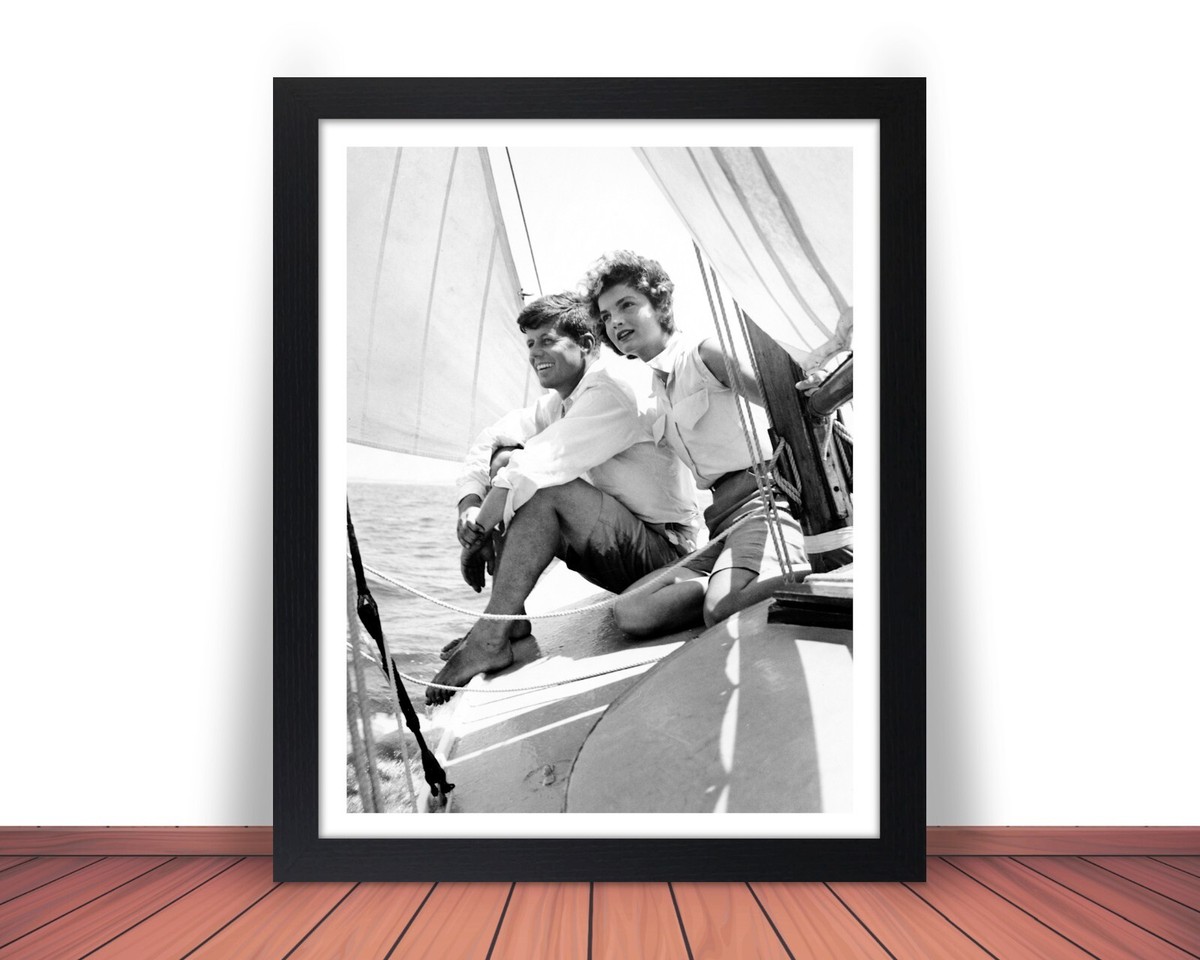 Framed JOHN JFK JACQUELINE KENNEDY Photo Picture MARTHA'S VINEYARD