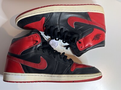 ナイキ エアジョーダン1 AJ1 jordan1 ブレッド bred(2001) Nike Air Jordan 1 Retro OG Bred 2001 BLACK/VARSITY RED Men