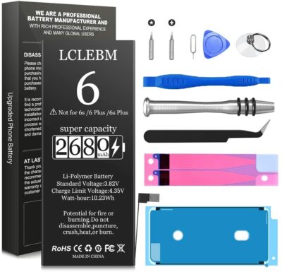 Batterie de rechange pour iPhone 6, 2680 mAh avec kit de