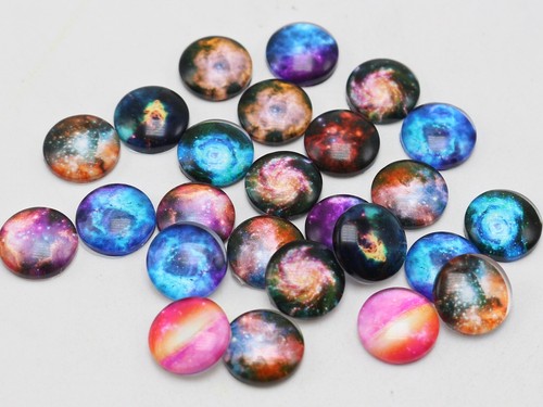 Flatback 10-25mm Rund Foto Bild Cover Glas Cabochon Galaxy Kamee Schmuck - Bild 4 von 7