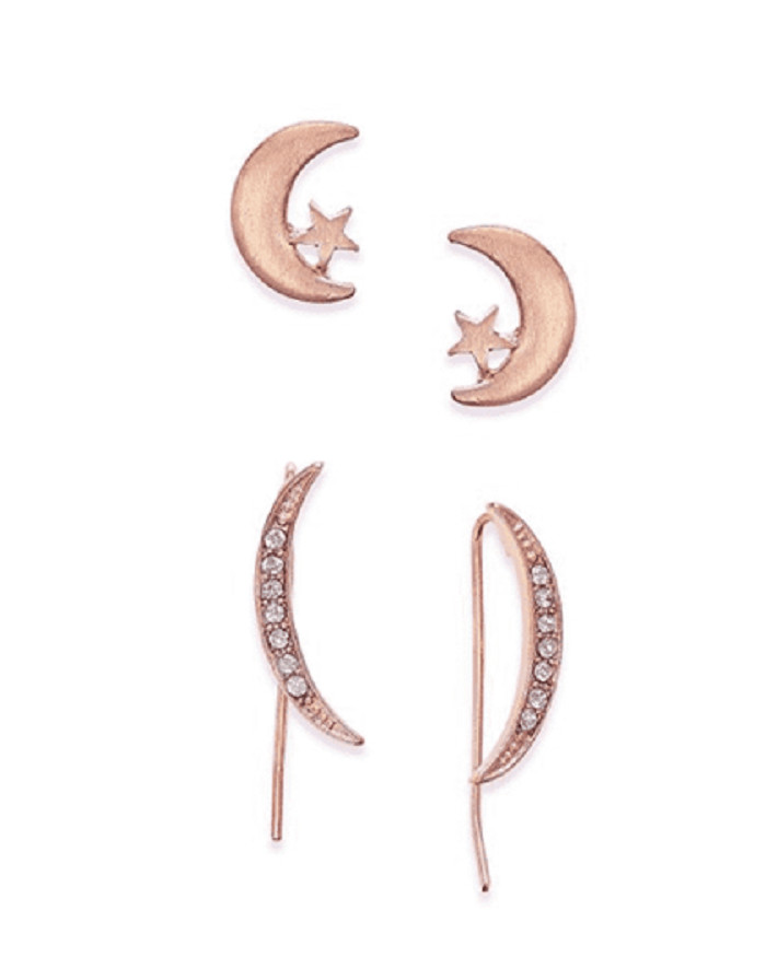 Женский комплект Inspired Life состоящий из 2 сережек из розового золота серьги-капли с инкрустированным кристаллом 2190₽