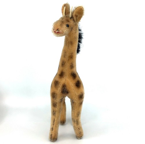 Hermann Giraffe Mohair Plush 23cm 9in 1960s Plastic Horns Glass Eyes no ID Vtg - Picture 6 of 10