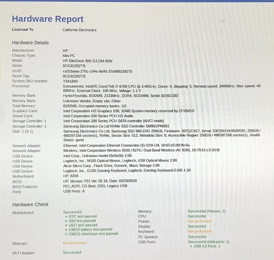 HP EliteDesk 800 G3 DM Core i7-6700 3.4GHz 8GB RAM 250GB NVMe Win11 Mini PC WIFI - Image 2 of 4