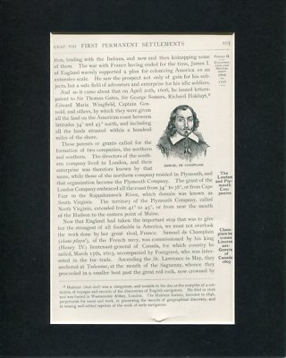 Samuel De Champlain French Explorer Original Engraving Book Photo Display