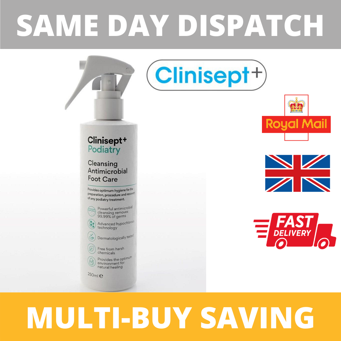 Clinisept+ Podiatry Cleansing Antimicrobial Foot Care Spray 250ml eBay