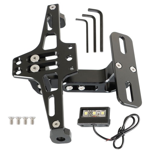 Motorcycle Tail License Plate Holder Bracket W/ LED Light Fender Eliminator Kit - Picture 2 of 13