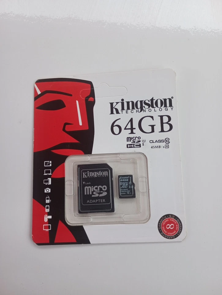 Kingston 64GB Micro SD Memory Card 64G SDHC Class 10 UHS-I TF w/ SD Adapter - Image 3 of 4