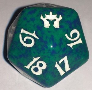 Fifth Dawn Magic: the Gathering Green with Blue Speckle Spindown D20 Dice 2004